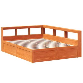 Berkfield Home Decorative Bookcase Bed without Mattress Wax Brown 140x200cm Soli | Size: 140x200 cm