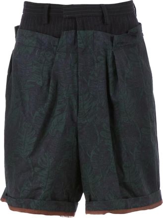 Kolor floral pinstriped top shorts - Groen