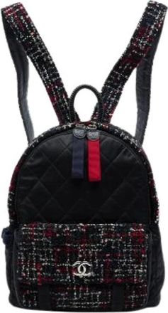 Chanel Pre-owned Quilted Nylon and Tweed Backpack - Dames - Vintage Rugzakken - Veelkleurig - ONE Size - Nylon - Vintage