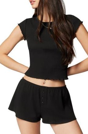 Florence By Mills Micro Thermal Crop Crewneck Top in Black at Nordstrom Rack, Size Xx-Small