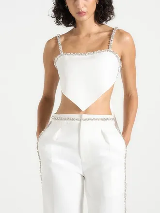 Mani&egrave;re De Voir Eloise Embellished Handkerchief Top in White at Nordstrom, Size 10