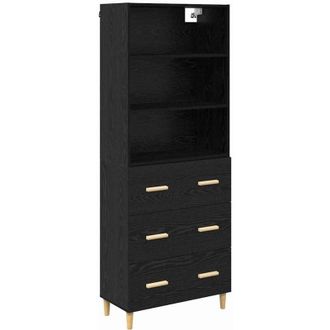 vidaXL Highboard Black Oak 69.5 x 34 x 180 cm Engineered Wood vidaXL