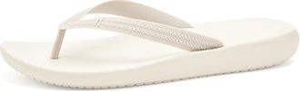FitFlop Iqushion Textured-Strap Flip-Flops Mens Wedge Shoes Pale Grey/Paris Beige : 12.5 M (D), Rubber