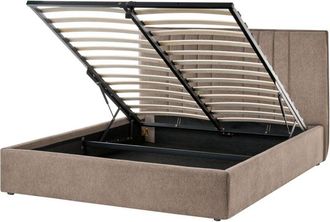 Beliani Ottoman Bed Fabric TARASCON 140 x 200 cm (EU Double) Taupe