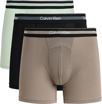 Calvin Klein Underwear Icon Active Mesh Boxer Briefs 3-Pack Mens Underwear Black/Fungi/Seafoam Wave : 2XL, Elastane/Polyester