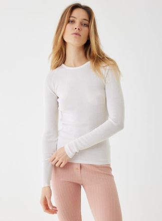 Majestic Filatures Merino Silk Rib Crewneck in Milk at Nordstrom, Size 4