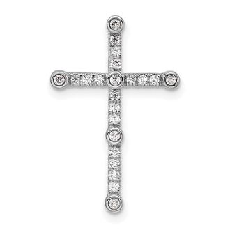 Diamond2Deal 14K White Gold Lab Grown Diamond Cross Chain Slide Pendant (0.2ct, VS, G-H)