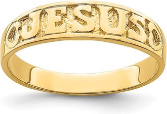 Diamond2Deal 14k Yellow Gold Gold Polished Jesus Hearts Ring