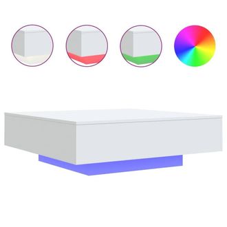 Berkfield Home Coffee Table with LED Lights White 100x100x31 cm | Size: 100 x 100 x 31 cm