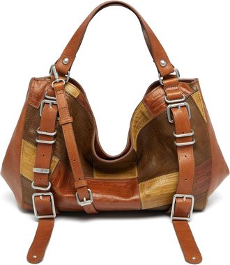 Diesel D-One-Medium top-handle bag in patchwork leather - Handbags - Unisex - Brown