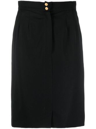 Chanel 1990s high-waisted knee-length skirt - Black