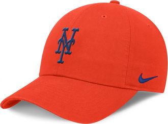 Nike New York Mets Evergreen Club Nike Mens MLB Adjustable Hat in Orange | NB0189LNME-BEK