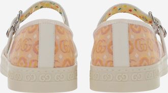 Gucci Girls Sandals With Gg Pattern Beige Cotton