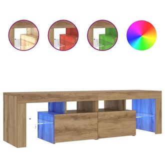 Berkfield Home TV Cabinet with LED Lights Artisan Oak 140x36.5x40 cm Engineered Wood in Brown
