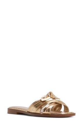 Aldo Sunbeam Knotted Slide Sandal in Gold at Nordstrom, Size 7.5