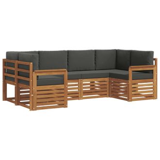 vidaXL Conjunto De Sof&aacute; Seccional Con Coj&iacute;n 6 Pcs Natural Y Antracita Vidaxl