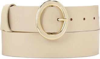 Kazar Brede leren band in roomkleur - Dames - Riemen - Beige - 90 CM - Leer - Accessoires