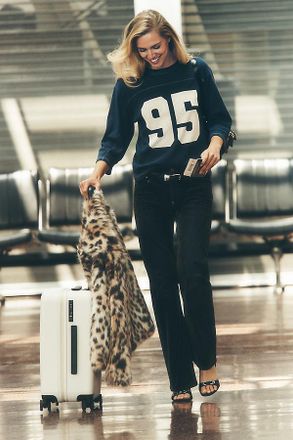 Pilcro Essential Flare Mid-Rise Flocked Jeans