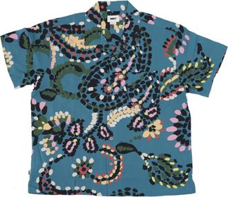 Obey Paisley Dots Dragon Fly Geweven Shirt - Heren - Korte mouwen Overhemden - Veelkleurig - S - Overhemden
