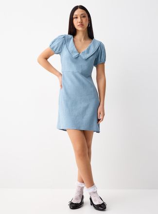 Twik Womens Peter Pan collar linen blend minidress