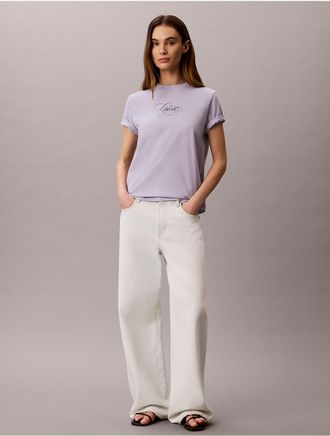 Calvin Klein Jeans Calvin Klein Womens Calvin Script Logo Classic Tee - Open Purple - XL