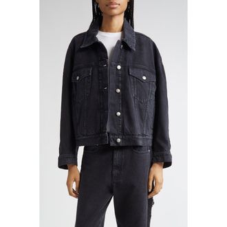 Stella McCartney Lace Trim Denim Trucker Jacket in 1003 - Black/Black at Nordstrom Rack, Size Medium