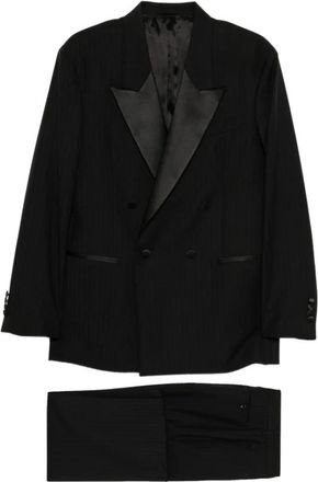 Reveres 1949 Shawl-Lapel Gestreept Double-Breasted Pak - Heren - Business pakken - Zwart - L - Kostuums