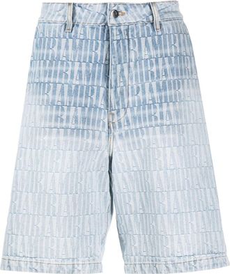 Amiri jacquard snap-off denim shorts - men - Cotton - 28 - Blue