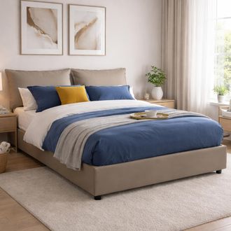 Talamo Italia Talamo Italia - Cama Matrimonial Michela, Cama Contenedor Con Tapizado En Ecopiel, 100% Made In Italy, Apertura Frontal, Con Colch&oacute;n 140x190 Cm Inclui