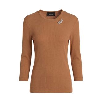 Simone Rocha Tops, Dames, Bruin, S, Katoen, Verfraaide Onderlaag Top