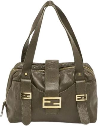 Fendi Pre-owned Handbags, female, Green, Size: ONE SIZE Pre-owned Leather Handbag