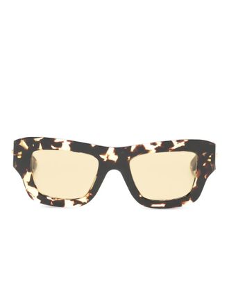 Bottega Veneta tortoiseshell-pattern rectangle-frame sunglasses - Brown