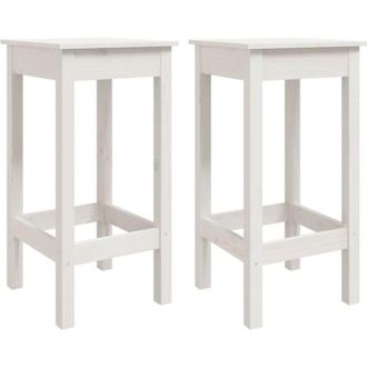 vidaXL Taburetes Altos 2 Uds Madera Maciza De Pino Blanco 40x40x78 Cm Vidaxl