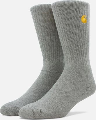 Carhartt Work in Progress Mens Carhartt WIP Chase Socks - Grey Heather/Gold - Size: 11/11.5/12/12.5/9/9.5/10/10.5