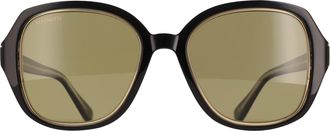 Serengeti Eyewear Square Womens Shiny Black Transparent Layer Mineral Polarized 555nm Hayworth - One Size
