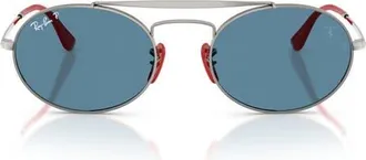 Ray-Ban x Ferrari 54MM Polarized Oval Sunglasses in Gunmetal/polar Blue at Nordstrom