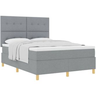 vidaXL Box Spring Bed with Mattress Light Grey 160 x 200 cm Fabric vidaXL