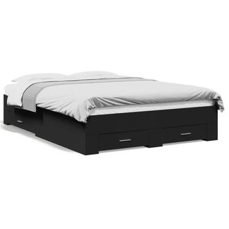 Berkfield Home Bed Frame with Drawers without Mattress Black 135x190 cm Double