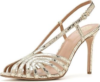Vince Camuto Hannie Caged Toe Slingback Peep Toe Sandals Womens Sandals Gold : 7.5 M, Faux Leather