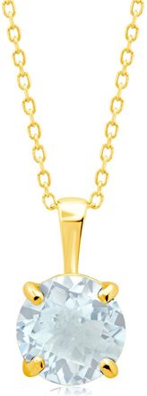 MAX + STONE 14k Yellow or White Gold 8mm Gemstone Round Pendant Necklace with 18 Inch Chain