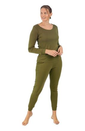 Leveret Womens Cotton Solid Matching Family Pajamas in Olive at Nordstrom, Size X-Large