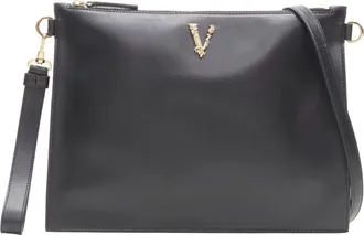 Versace Virtus Barocco V leather zip clutch crossbody bag
