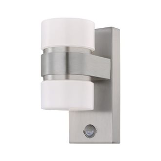 Loops IP44 Outdoor Wall Light & PIR Sensor Stainless Steel & Silver 6W Built in LED in Metallics