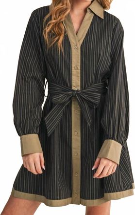 Merci Striped Button Down Belted Mini Dress In Multi
