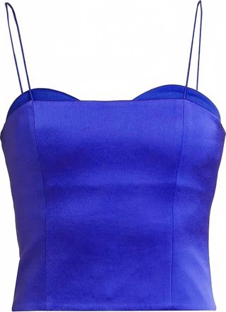 Alice & Olivia Ada Bustier Cropped Top In 0470 Royal Sea4
