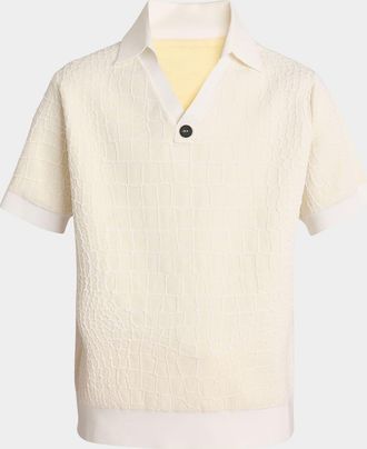 Jacquemus Mens Croc-Patterned Polo Shirt