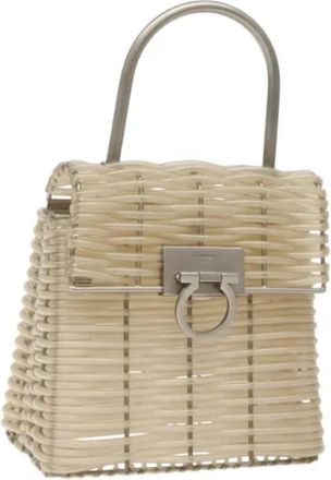 Ferragamo Pre-owned Vinyl handbags - Dames - Vintage Handtas - Beige - ONE Size - Leer - Vintage