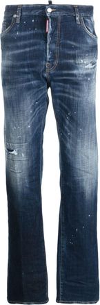 Dsquared2 mid-rise straight-leg jeans - men - Cotton/Cotton/Recycled Spandex/Polyester/Calf Leather - 42 - Blue