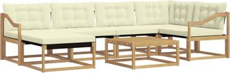 vidaXL Conjunto De Sof&aacute;s De Exterior 7 Uds. Blanco Y Crema Vidaxl