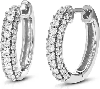 Vir Jewels 1/2 cttw Lab Grown Diamond Hoops Earrings in Sterling Silver With Hidden Post For Women